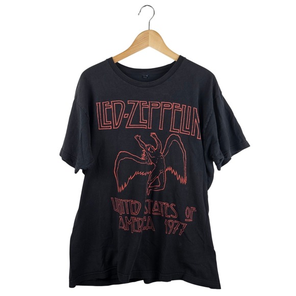 Other - Led Zeppelin T-Shirt Men's XL Black Red Icarus USA 1977 Tour Graphic Band Tee